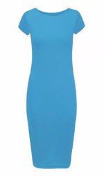 Load image into Gallery viewer, LUXE DIVA Ladies Scoop Neck Bodycon Dress Cap Sleeve Slim Fit Midi Dress Womens Plus Size Plain Stretch Ladies Jersey Midi Dress Sizes 8-26
