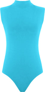 Load image into Gallery viewer, Womens Polo Turtle Neck Bodysuit Ladies Sleeveless Leotard Plain Stretchy Plunge Casual Party T-Shirt Top Sizes 16-22
