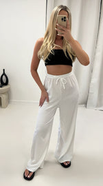 Load image into Gallery viewer, LUXE DIVA Womens Ladies Wide Leg Drawstring Palazzo Bottom Trouser Pant
