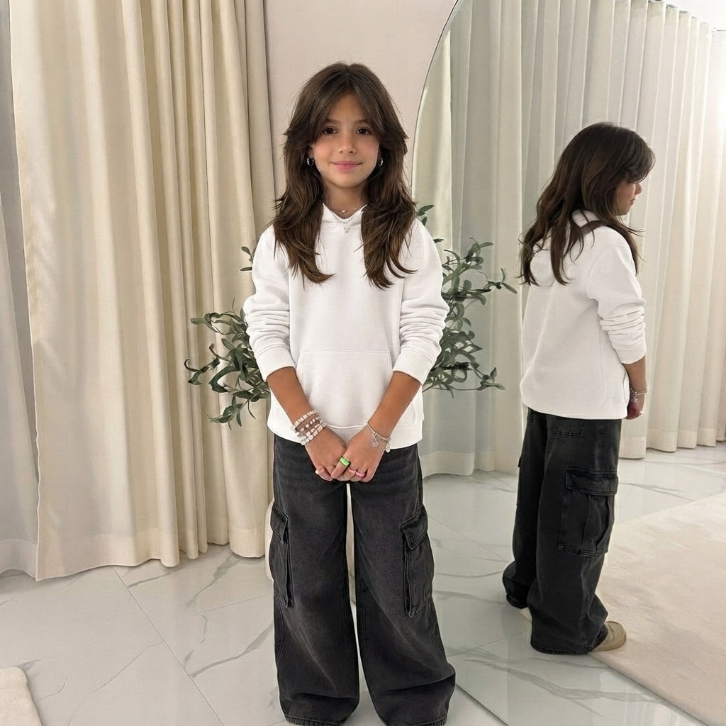LUXE DIVA Kids Unisex Plain Pullover Fleece Hoodie Boys Girls