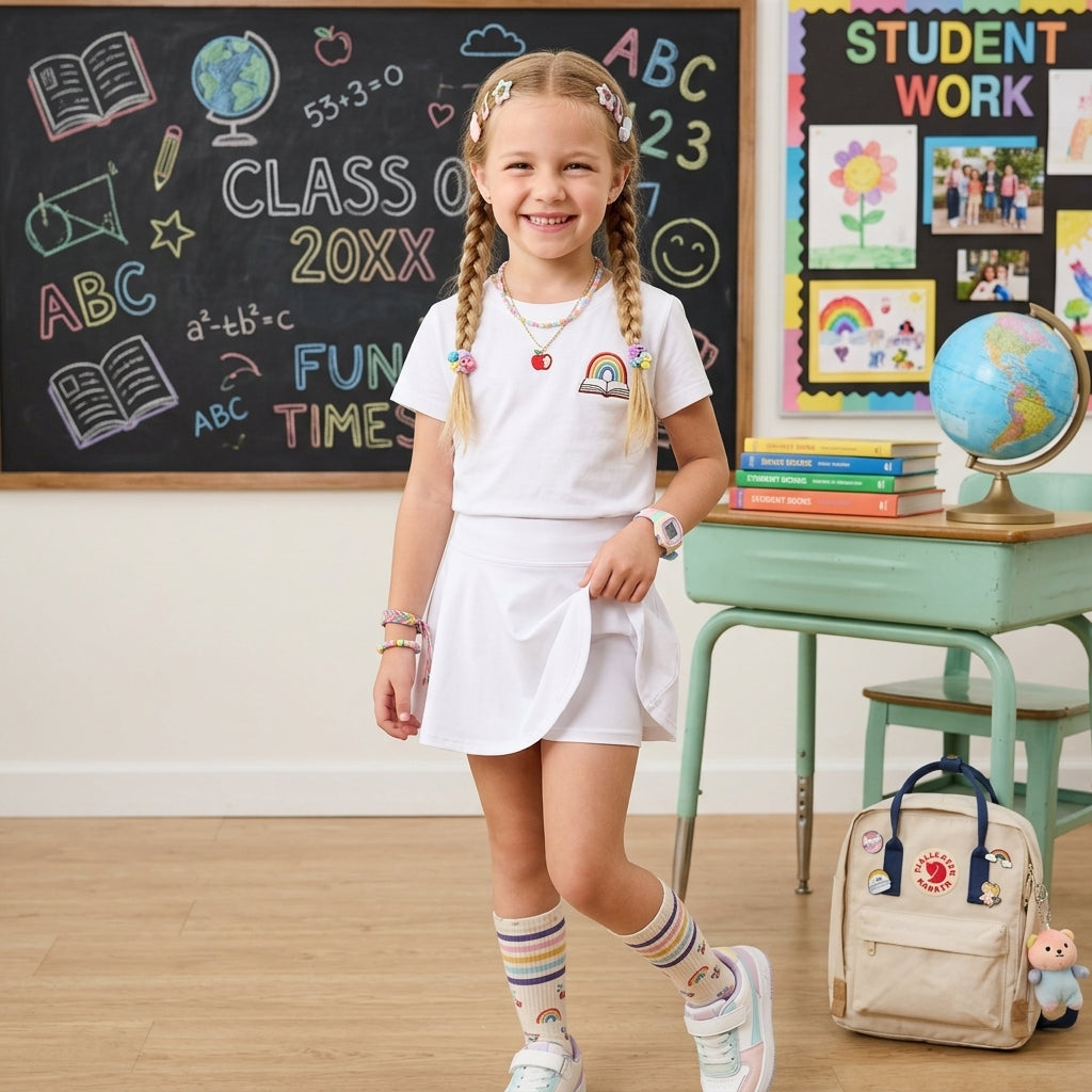 LUXE DIVA Girls Skort Skirt Shorts Kids School Summer Sports PE Dance