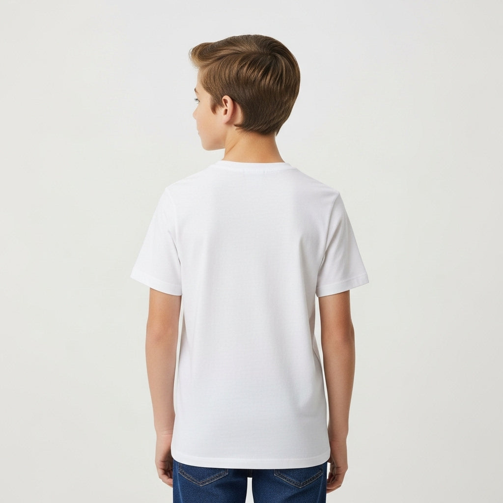 LUXE DIVA Kids Short Sleeve School Crew Neck T-Shirt in Soft Cotton. Ages 3–16 Black or White. Comfy, Stylish, Perfect for School Wear