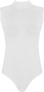 Load image into Gallery viewer, Womens Polo Turtle Neck Bodysuit Ladies Sleeveless Leotard Plain Stretchy Plunge Casual Party T-Shirt Top Sizes 8-14
