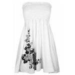Load image into Gallery viewer, Ladies Sheering Boobtube Gather Bandeau Ruched Top with Side Flower Printed Sheering Top

