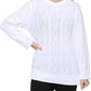 LUXE DIVA LADIES ROUND NECK LONG SLEEVE KNITTED JUMPER SELF PATTERN WITH DIAMOND ALL WAY DOWN CABLE KNIT
