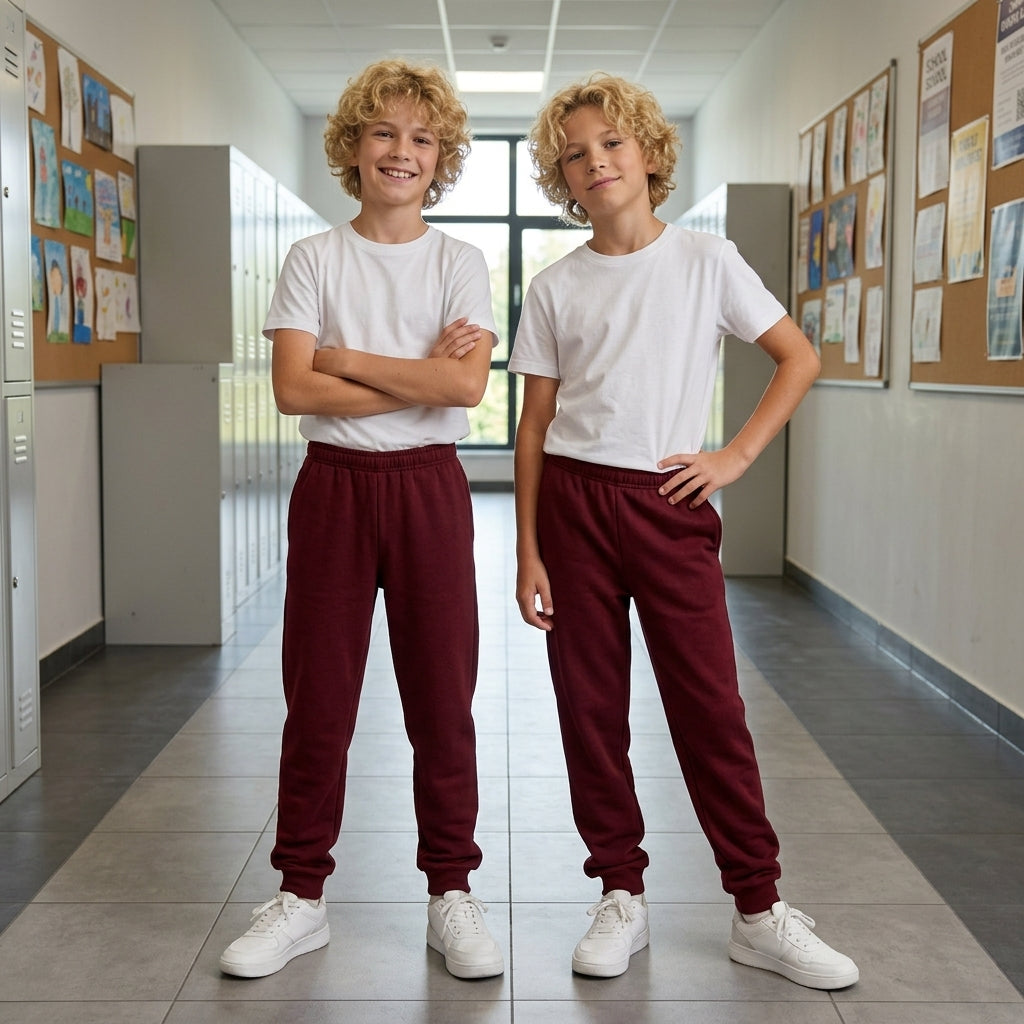 LUXE DIVA Boys Pack of 2 Fleece Jogging Bottoms Kids PE Tracksuit Trousers School Sportswear