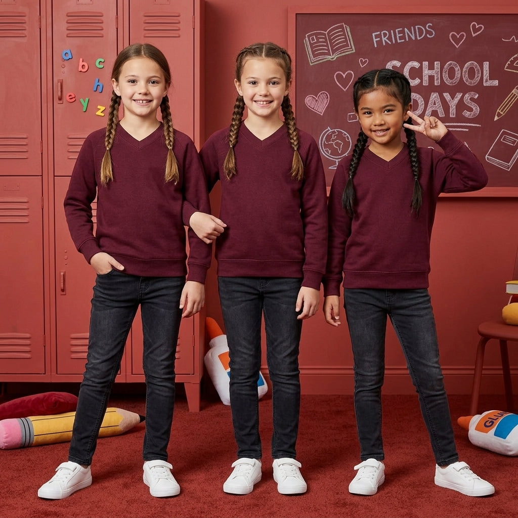 LUXE DIVA PACK OF 3 Jumper Pullover V Neck School Uniform