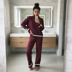 Load image into Gallery viewer, Knitted Co Ord Set Women, Long Sleeve Crew Neck Jumper with Elastic Waist Wide Leg Trousers, 2 Piece Lounge Wear Tracksuit UK Stylish Fit Cozy