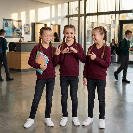 LUXE DIVA PACK OF 3 Jumper Pullover V Neck School Uniform