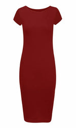 Load image into Gallery viewer, Ladies Short Sleeve Midi Dress Bodycon Cap Maxi Midi Dress

