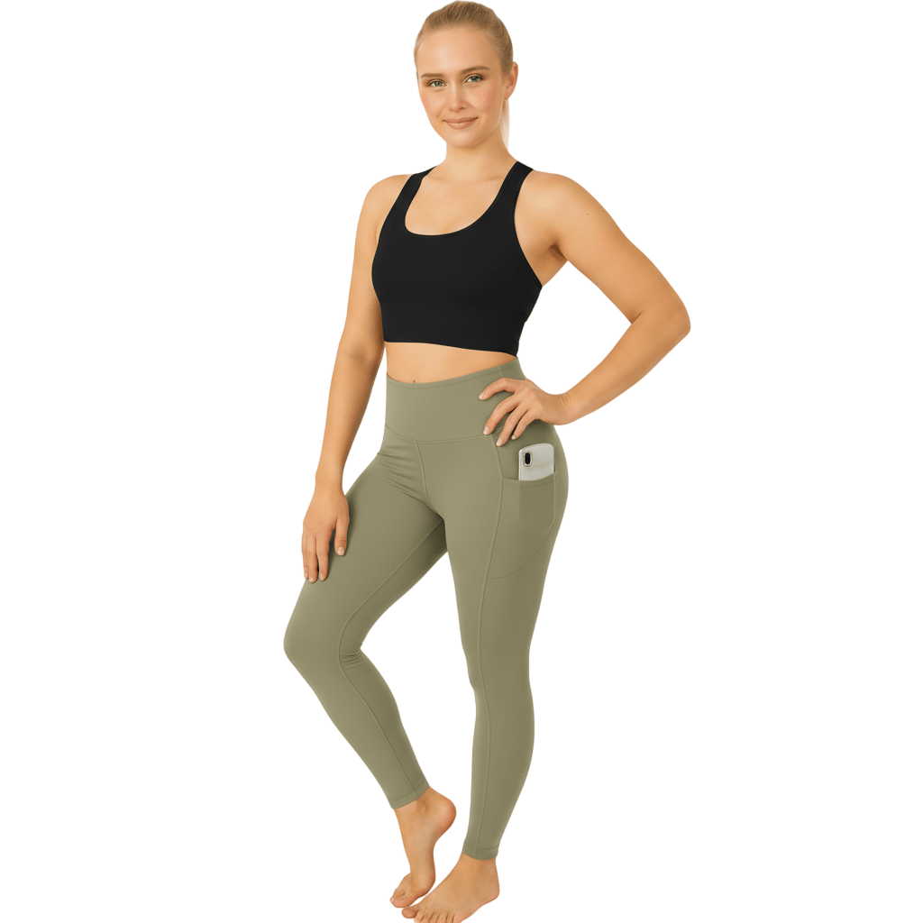 Women High Waist Yoga Pants with - LUXE DIVAWomen High Waist Yoga Pants withLUXE DIVALUXE DIVAHighWaist2PktLegKhakiSMWomen High Waist Yoga Pants withSMKhaki