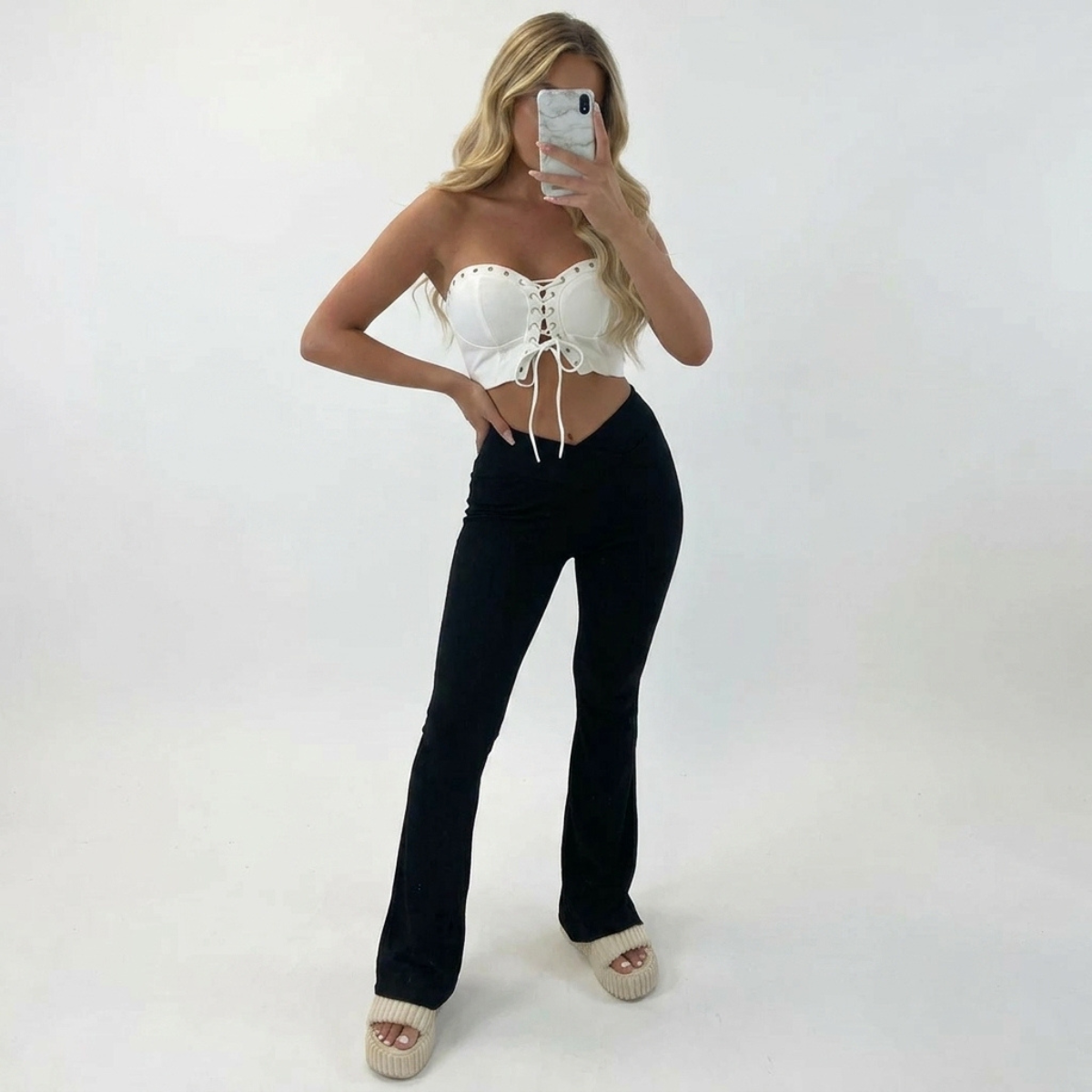 LUXE DIVA women’s aztec print flare bootcut trousers