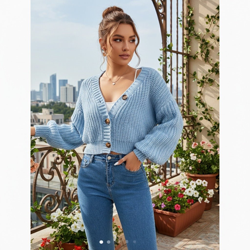 Womens Balloon Sleeve Chunky Knitted 3 - LUXE DIVAWomens Balloon Sleeve Chunky Knitted 3LUXE DIVALUXE DIVABlnSlv3ButCrpCardiSBlue1SWomens Balloon Sleeve Chunky Knitted 3One sizeSky Blue