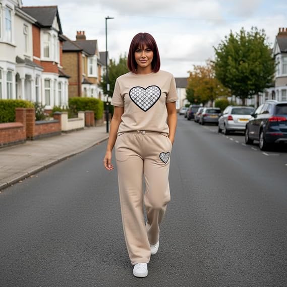 Women’s Heart Print 2 - Piece Set – Short Sleeve T-Shirt & Wide Leg Pants, Soft Summer Loungewear Co - Ord, Tracksuit Travel & Home Wear Outfit - LUXE DIVAWomen’s Heart Print 2 - Piece Set – Short Sleeve T-Shirt & Wide Leg Pants, Soft Summer Loungewear Co - Ord, Tracksuit Travel & Home Wear OutfitLUXE DIVALUXE DIVA2PCHeartSSTroSetbeige6-12Women’s Heart Print 2 - Piece Set – Short Sleeve T-Shirt & Wide Leg Pants, Soft Summer Loungewear Co - Ord, Tracksuit Travel & Home Wear Outfit6 - 12Beige