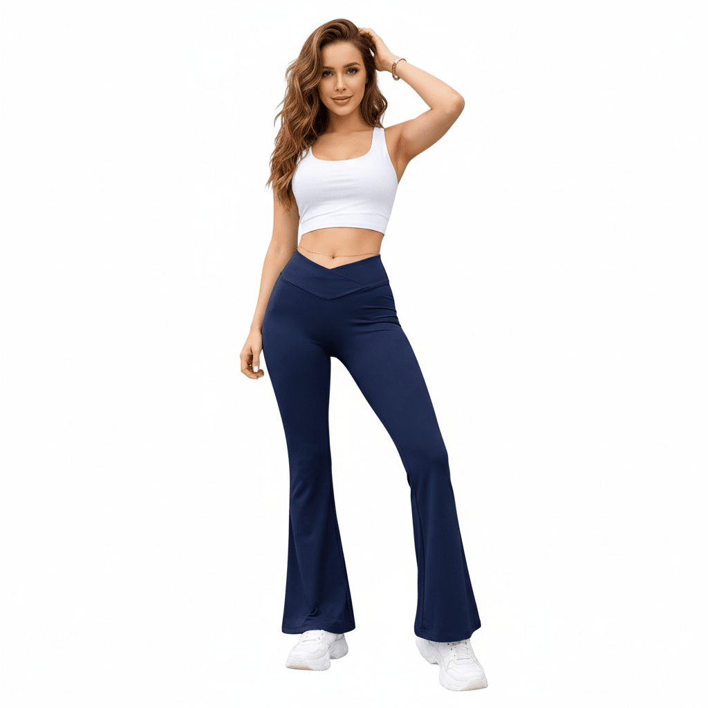 Women’s High-Waisted Flared Leggings Inside Pockets - LUXE DIVAWomen’s High-Waisted Flared Leggings Inside PocketsLUXE DIVALUXE DIVABootcutTrusrNavySWomen’s High-Waisted Flared Leggings Inside PocketsSNavy