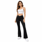 Women’s High - Waisted Flared Leggings Inside Pockets - LUXE DIVAWomen’s High - Waisted Flared Leggings Inside PocketsLUXE DIVALUXE DIVABootcutTrusrBlkSWomen’s High - Waisted Flared Leggings Inside PocketsSBlack