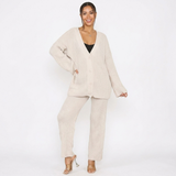 LUXE DIVA women’s Italian knit button cardigan co-ord set