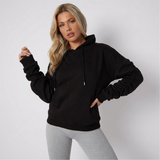 LUXE DIVA women’s oversized ruched sleeve fleece hoodie
