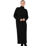 Women's Ribbed Knitted Maxi Dress, Funnel - LUXE DIVAWomen's Ribbed Knitted Maxi Dress, FunnelLUXE DIVALUXE DIVALSPN RibKnitMaxiDresBlk1SWomen's Ribbed Knitted Maxi Dress, FunnelOne sizeBlack