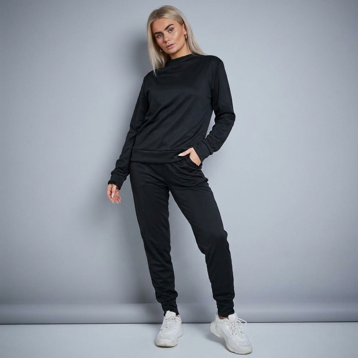LUXE DIVA women’s slim fit sweatshirt and joggers tracksuit set