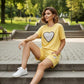 Women’s Summer 2 - Piece Outfit Heart Print T-Shirt Top & Shorts Set, Elastic Waist Drawstring Lounge Set, Casual Comfy Thirsty Style Soft Lite - LUXE DIVAWomen’s Summer 2 - Piece Outfit Heart Print T-Shirt Top & Shorts Set, Elastic Waist Drawstring Lounge Set, Casual Comfy Thirsty Style Soft LiteLUXE DIVALUXE DIVA2PCHeartSSShortSetYellow6-10Women’s Summer 2 - Piece Outfit Heart Print T-Shirt Top & Shorts Set, Elastic Waist Drawstring Lounge Set, Casual Comfy Thirsty Style Soft Lite6 - 10Yellow