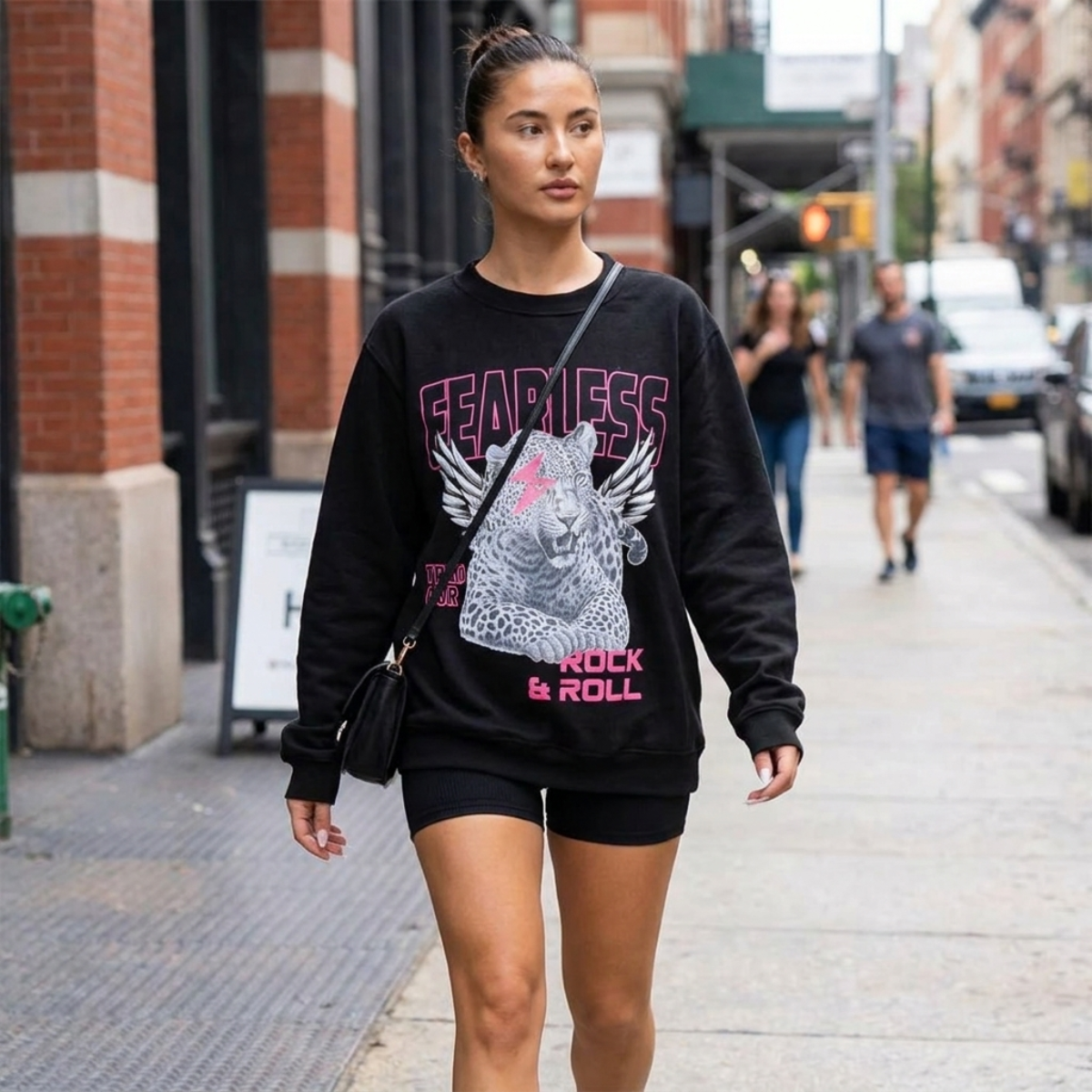 LUXE DIVA women’s oversized tiger print sweatshirt rock roll style