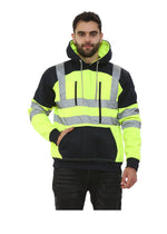 Load image into Gallery viewer, LUXE DIVA Adults Hooded Neck Zipper Sweatshirt Hi Vis Zip Up Tablet Hoodie Work Wear Warm Mens Outdoor Work Wear High Visibility Hooded Top Reflective Tape Winter Tunic
