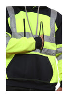 Load image into Gallery viewer, LUXE DIVA Adults Hooded Neck Zipper Sweatshirt Hi Vis Zip Up Tablet Hoodie Work Wear Warm Mens Outdoor Work Wear High Visibility Hooded Top Reflective Tape Winter Tunic
