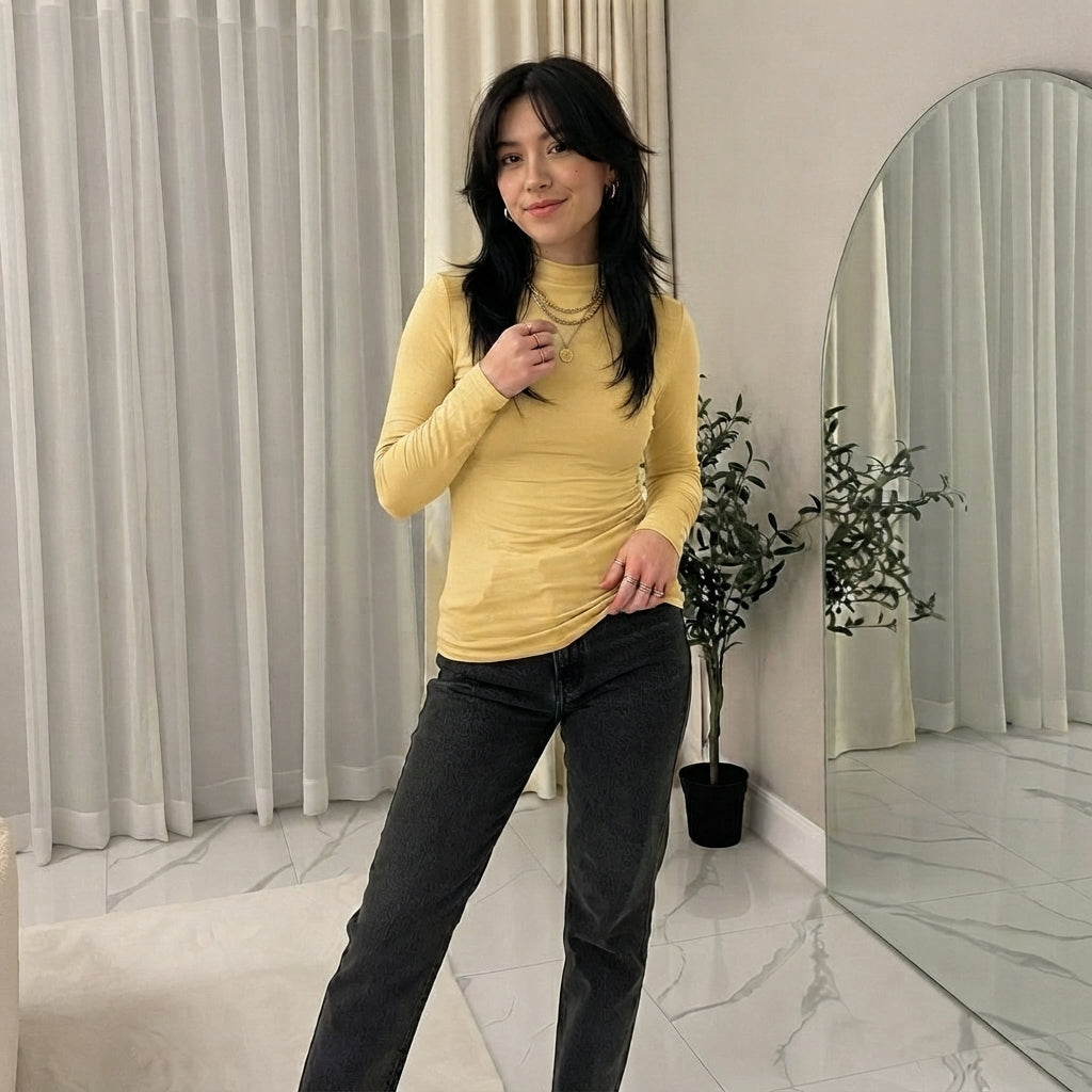 LUXE DIVA Women’s Plus Size Polo Roll Neck Jumper