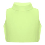 Load image into Gallery viewer, LUXE DIVA Girls Gymnastics Crop Tops – Kids Sleeveless Turtle Neck Crop Top for Dance, Yoga, Sports, Running – Plain Summer Vest Activewear for Girls Ages 5-13 Years

