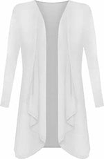 Load image into Gallery viewer, Womens Ladies Plain Draped Open Waterfall Boyfriend Cardigan Asymmetric Irregular Hanky Hem Long Sleeve Cardi Top Loose Baggy Jacket Blazer
