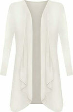 Load image into Gallery viewer, Womens Ladies Plain Draped Open Waterfall Boyfriend Cardigan Asymmetric Irregular Hanky Hem Long Sleeve Cardi Top Loose Baggy Jacket Blazer
