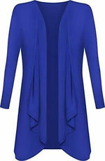 Load image into Gallery viewer, Womens Ladies Plain Draped Open Waterfall Boyfriend Cardigan Asymmetric Irregular Hanky Hem Long Sleeve Cardi Top Loose Baggy Jacket Blazer
