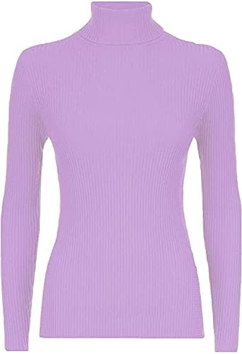Women Ladies Ribbed Stretch Polo Turtle Neck Rib Top Jumper UK Size S/M-XXL