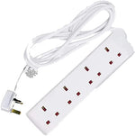 Load image into Gallery viewer, Extension Lead UK Pin Plug and Cable, 4 Gang Way 2m Power Adapter, Multi Socket Mains Strip White (3 Pack) (2, White)
