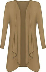 Load image into Gallery viewer, Womens Ladies Plain Draped Open Waterfall Boyfriend Cardigan Asymmetric Irregular Hanky Hem Long Sleeve Cardi Top Loose Baggy Jacket Blazer
