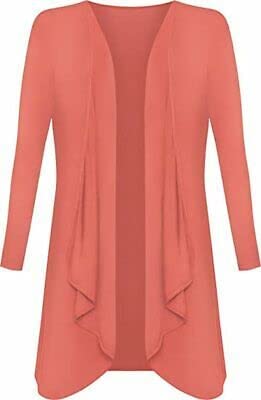 Womens Ladies Plain Draped Open Waterfall Boyfriend Cardigan Asymmetric Irregular Hanky Hem Long Sleeve Cardi Top Loose Baggy Jacket Blazer
