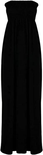Load image into Gallery viewer, Plus Size Womens Printed Bandeau Strapless Shirred Ladies Long Maxi Dress

