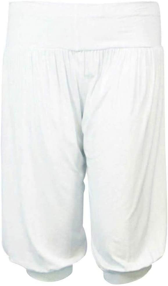 Ladies Plus Size Ali Baba Baggy Stretch Fit Shorts Womens Plain Cropped Harem Trouser Pants 8-26