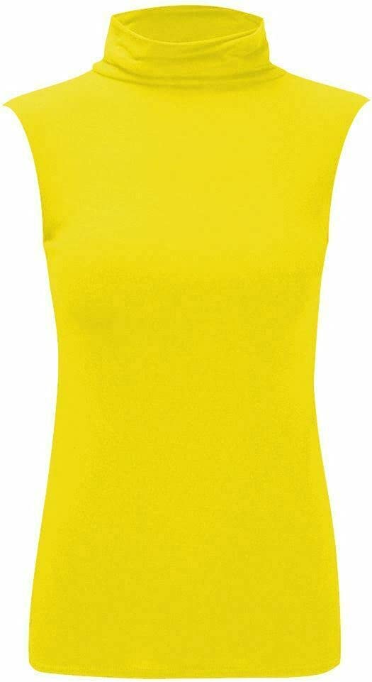 Women Turtle Neck Sleeveless Tops Bodycon Casual Shirt Jumper Top Plain Polo Neck, XL-XXXL