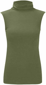 Load image into Gallery viewer, Women Turtle Neck Sleeveless Tops Bodycon Casual Shirt Jumper Top Plain Polo Neck, XL-XXXL
