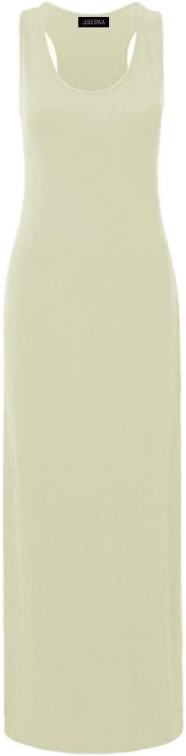 Womens Summer Maxi Casual Dress Ladies Racer Back Long Beach Dress with Short-Sleeve Crew-Neck Loose Sizes 8-26