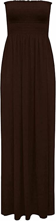 Plus Size Womens Printed Bandeau Strapless Shirred Ladies Long Maxi Dress