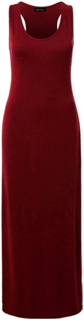Womens Summer Maxi Casual Dress Ladies Racer Back Long Beach Dress with Short-Sleeve Crew-Neck Loose Sizes 8-26