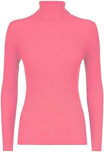 Women Ladies Ribbed Stretch Polo Turtle Neck Rib Top Jumper UK Size S/M-XXL