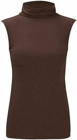 Load image into Gallery viewer, Women Turtle Neck Sleeveless Tops Bodycon Casual Shirt Jumper Top Plain Polo Neck, S-ML
