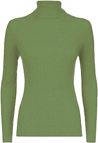 Women Ladies Ribbed Stretch Polo Turtle Neck Rib Top Jumper UK Size S/M-XXL