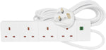 Load image into Gallery viewer, Extension Lead UK Pin Plug and Cable, 4 Gang Way 2m Power Adapter, Multi Socket Mains Strip White
