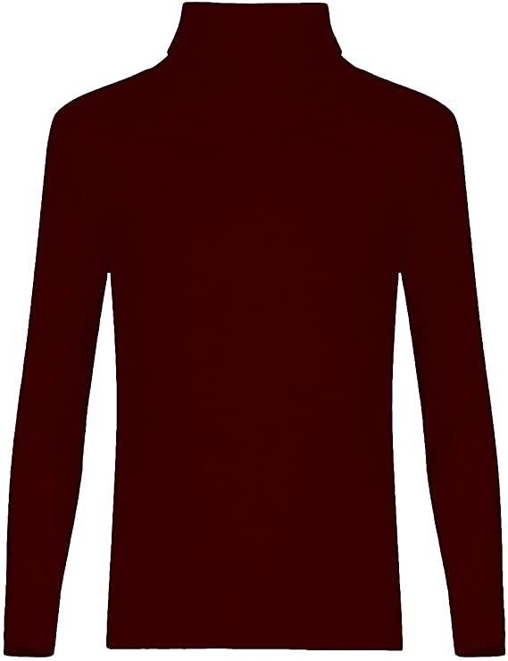 Kids Unisex Girls Boys Rib Polo Neck Top Turtle Neck Long Sleeve Rib Tops Size 5-13 Years
