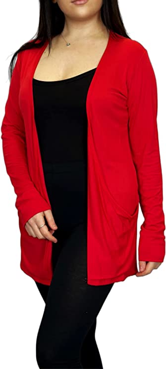Ladies Long Sleeve Pocket Cardigan Womens Top Sizes 8-14